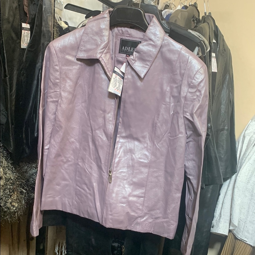 Purple Leather Jacket with Smooth Texture and Classic Design